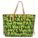 LOUIS VUITTON Monogram Graffiti Neverfull GM Tote Bag Green M93703 Auth 116016A-13