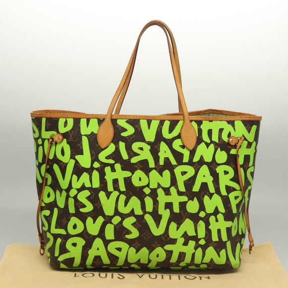 LOUIS VUITTON Monogram Graffiti Neverfull GM Tote Bag Green M93703 Auth 116016A