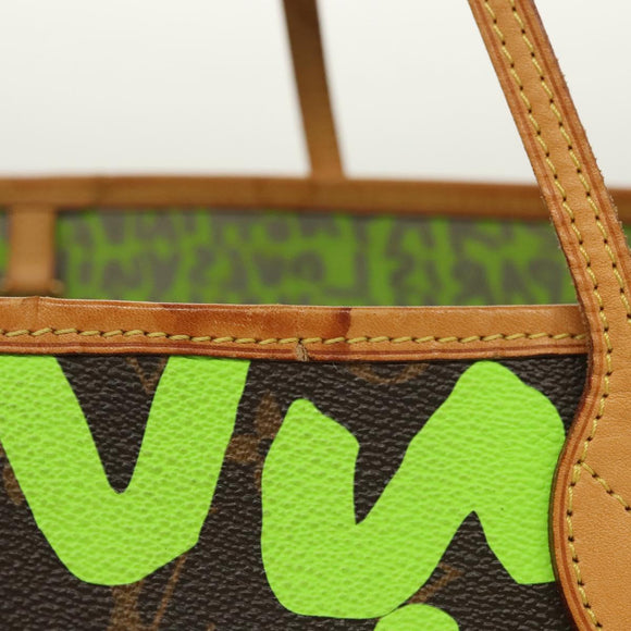 LOUIS VUITTON Monogram Graffiti Neverfull GM Tote Bag Green M93703 Auth 116016A