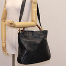 GUCCI Bamboo Shoulder Bag Leather 2way Black Gold 001 3754 1577 Auth 116022-22
