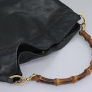 GUCCI Bamboo Shoulder Bag Leather 2way Black Gold 001 3754 1577 Auth 116022-6