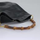 GUCCI Bamboo Shoulder Bag Leather 2way Black Gold 001 3754 1577 Auth 116022-7
