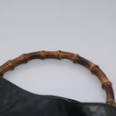 GUCCI Bamboo Shoulder Bag Leather 2way Black Gold 001 3754 1577 Auth 116022-8