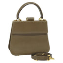 Salvatore Ferragamo Hand Bag Leather 2way Brown Gold Auth 116030-1