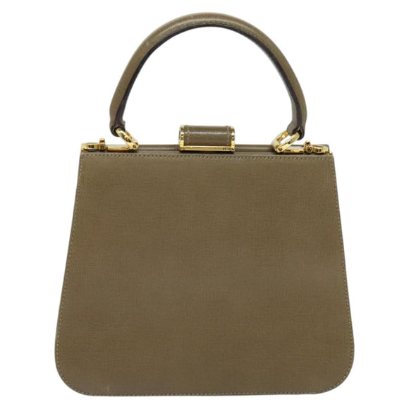 Salvatore Ferragamo Hand Bag Leather 2way Brown Gold Auth 116030