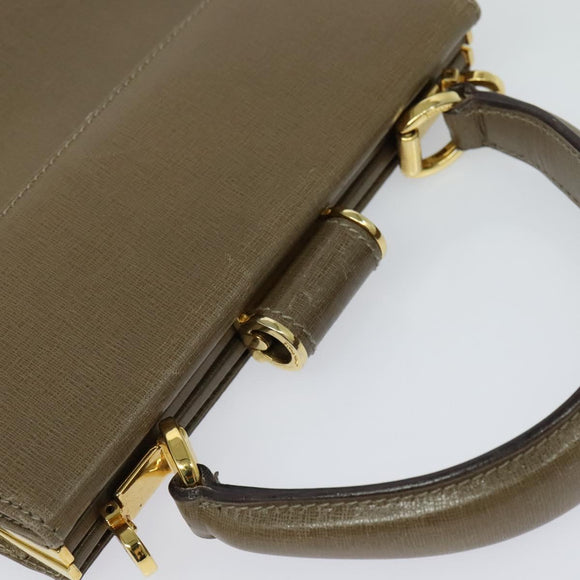 Salvatore Ferragamo Hand Bag Leather 2way Brown Gold Auth 116030