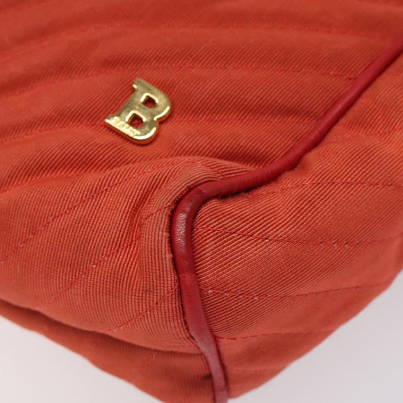 BALLY Shoulder Bag Nylon Orange Gold Auth 116042