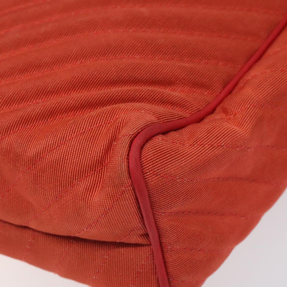 BALLY Shoulder Bag Nylon Orange Gold Auth 116042