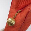 BALLY Shoulder Bag Nylon Orange Gold Auth 116042-10