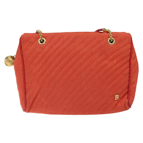 BALLY Shoulder Bag Nylon Orange Gold Auth 116042