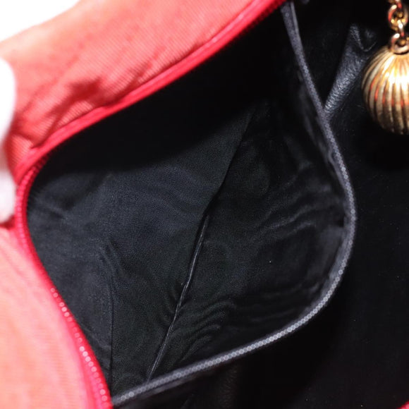 BALLY Shoulder Bag Nylon Orange Gold Auth 116042