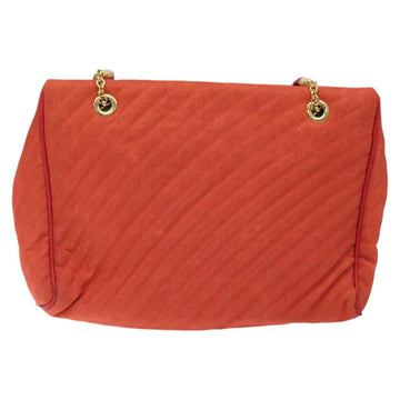 BALLY Shoulder Bag Nylon Orange Gold Auth 116042 - 0