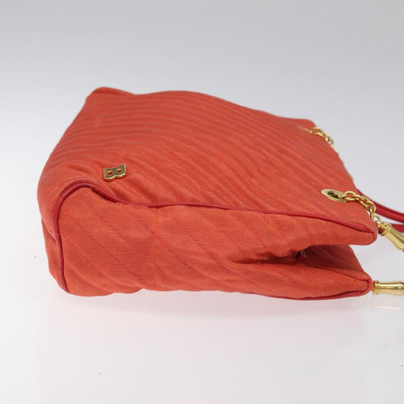 BALLY Shoulder Bag Nylon Orange Gold Auth 116042