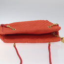 BALLY Shoulder Bag Nylon Orange Gold Auth 116042-6