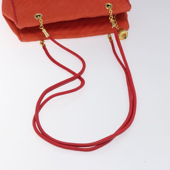 BALLY Shoulder Bag Nylon Orange Gold Auth 116042