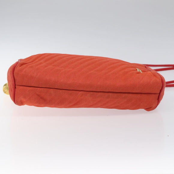 BALLY Shoulder Bag Nylon Orange Gold Auth 116042