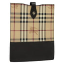 BURBERRY Nova Check iPad Case PVC Beige Gold Auth 116045-1