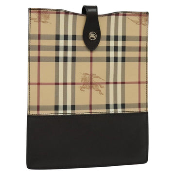 BURBERRY Nova Check iPad Case PVC Beige Gold Auth 116045