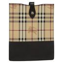 BURBERRY Nova Check iPad Case PVC Beige Gold Auth 116045-2