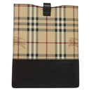 BURBERRY Nova Check iPad Case PVC Beige Gold Auth 116045-3