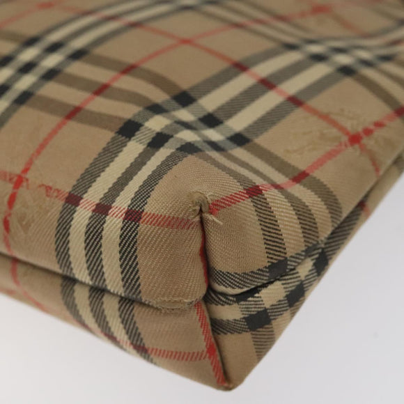 Burberrys Nova Check Clutch Bag Canvas Beige Silver Auth 116056