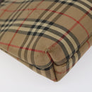 Burberrys Nova Check Clutch Bag Canvas Beige Silver Auth 116056-15