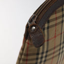 Burberrys Nova Check Clutch Bag Canvas Beige Silver Auth 116056-10