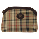 Burberrys Nova Check Clutch Bag Canvas Beige Silver Auth 116056-13
