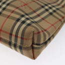 Burberrys Nova Check Clutch Bag Canvas Beige Silver Auth 116056-7