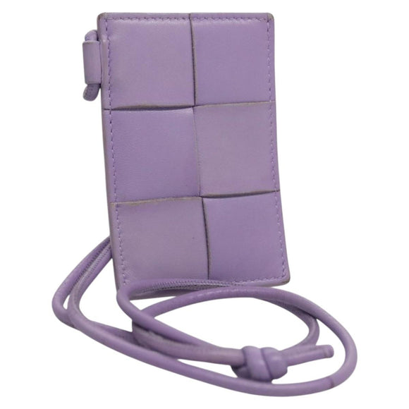 BOTTEGA VENETA MAXI INTRECCIATO Card Case Leather Purple Auth 116058