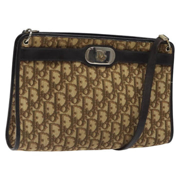 Christian Dior Trotter Canvas Shoulder Bag Beige Gold Auth 116060