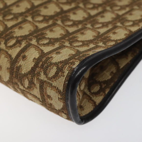 Christian Dior Trotter Canvas Shoulder Bag Beige Gold Auth 116060