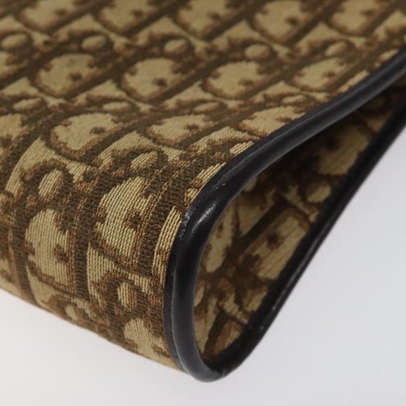 Christian Dior Trotter Canvas Shoulder Bag Beige Gold Auth 116060