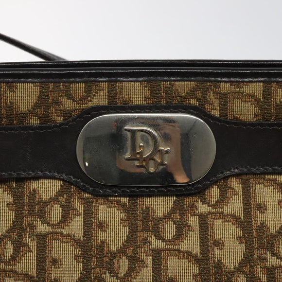Christian Dior Trotter Canvas Shoulder Bag Beige Gold Auth 116060