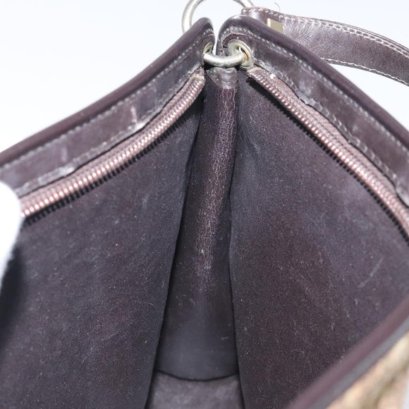 Christian Dior Trotter Canvas Shoulder Bag Beige Gold Auth 116060