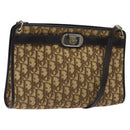 Christian Dior Trotter Canvas Shoulder Bag Beige Gold Auth 116060-1