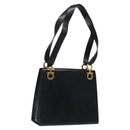 Salvatore Ferragamo Gancini Shoulder Bag Leather Black Gold Auth 116063-1