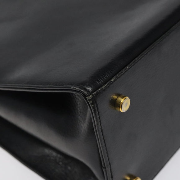 Salvatore Ferragamo Gancini Shoulder Bag Leather Black Gold Auth 116063