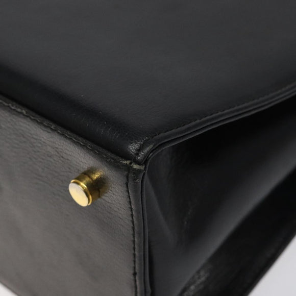 Salvatore Ferragamo Gancini Shoulder Bag Leather Black Gold Auth 116063