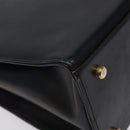 Salvatore Ferragamo Gancini Shoulder Bag Leather Black Gold Auth 116063-17