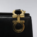 Salvatore Ferragamo Gancini Shoulder Bag Leather Black Gold Auth 116063-9