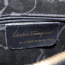 Salvatore Ferragamo Gancini Shoulder Bag Leather Black Gold Auth 116063-12