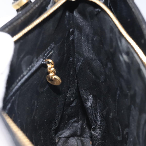 Salvatore Ferragamo Gancini Shoulder Bag Leather Black Gold Auth 116063