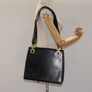 Salvatore Ferragamo Gancini Shoulder Bag Leather Black Gold Auth 116063-22