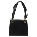 Salvatore Ferragamo Gancini Shoulder Bag Leather Black Gold Auth 116063-13