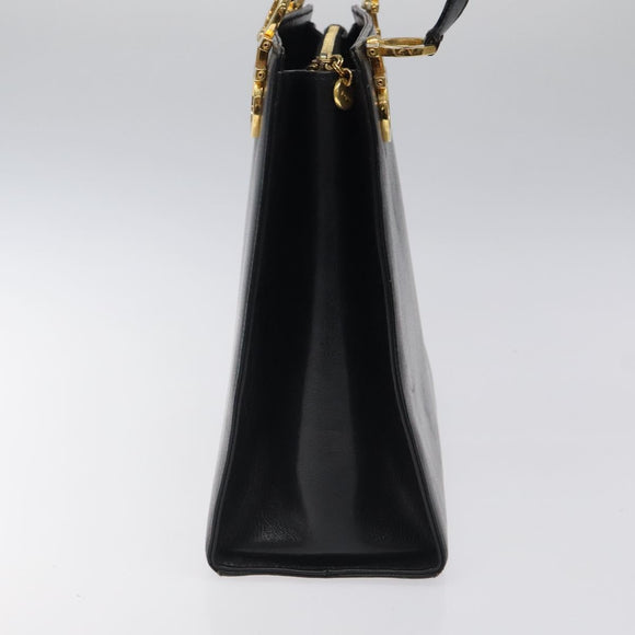 Salvatore Ferragamo Gancini Shoulder Bag Leather Black Gold Auth 116063