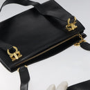 Salvatore Ferragamo Gancini Shoulder Bag Leather Black Gold Auth 116063-6