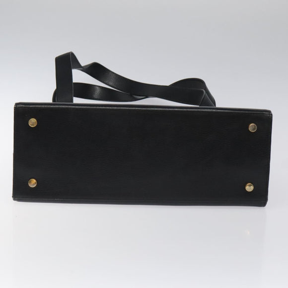 Salvatore Ferragamo Gancini Shoulder Bag Leather Black Gold Auth 116063