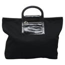 Salvatore Ferragamo Gancini Hand Bag Nylon Black Auth 116072-13