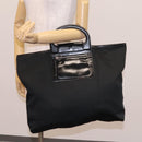 Salvatore Ferragamo Gancini Hand Bag Nylon Black Auth 116072-21